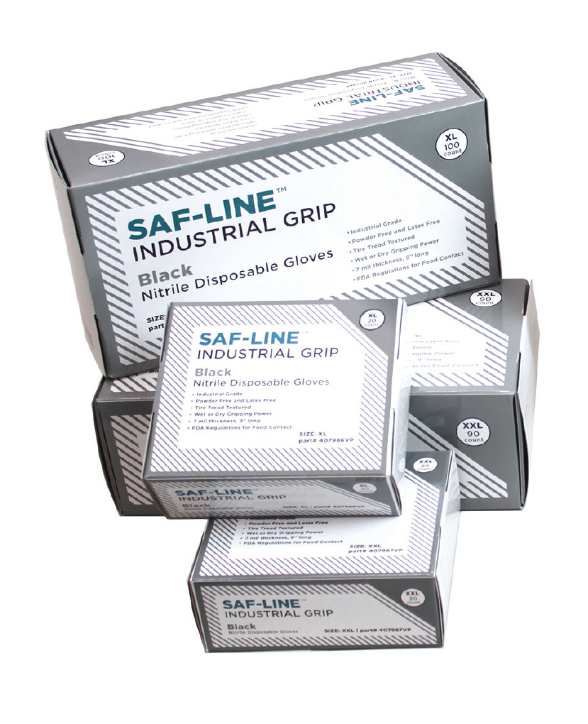 Saf-Line!" Industrial Grip Disposable Gloves - Black - S - Q1